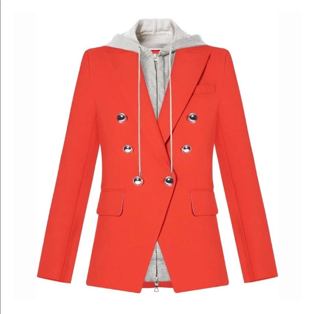 Sarah Ashley (M) red hooded blazer